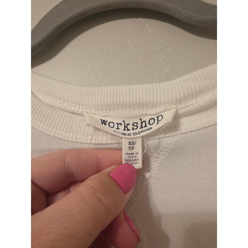 Workshop White Ribbed Long Sleeve Top | Minimal Soft Long Sleeve Tee XS - Picture 5 of 6